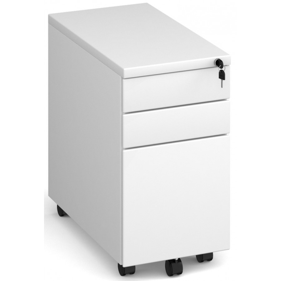 Three Drawer Narrow Steel Mobile Pedestal